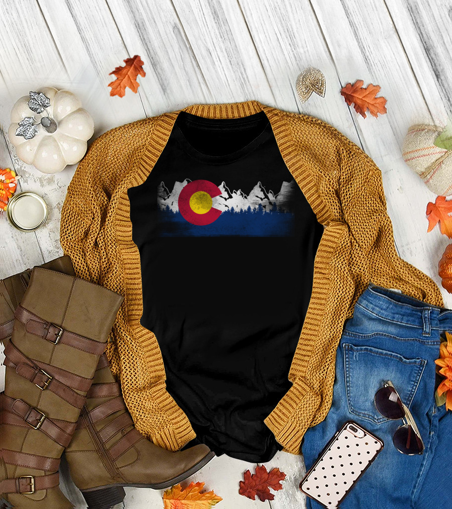 Colorado State Flag Mountain Scene Family T-Shirt