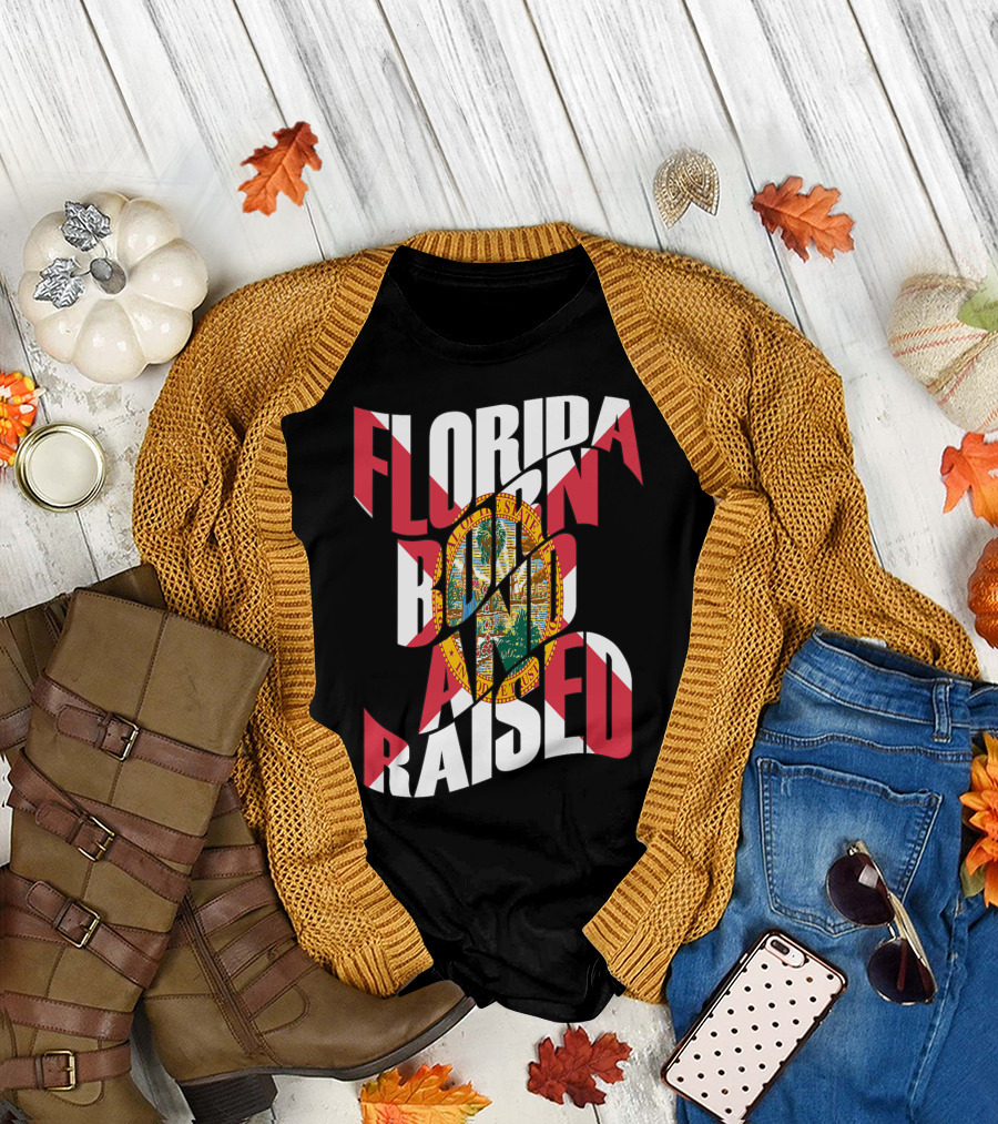 Florida Born And Raised State Flag T-Shirt