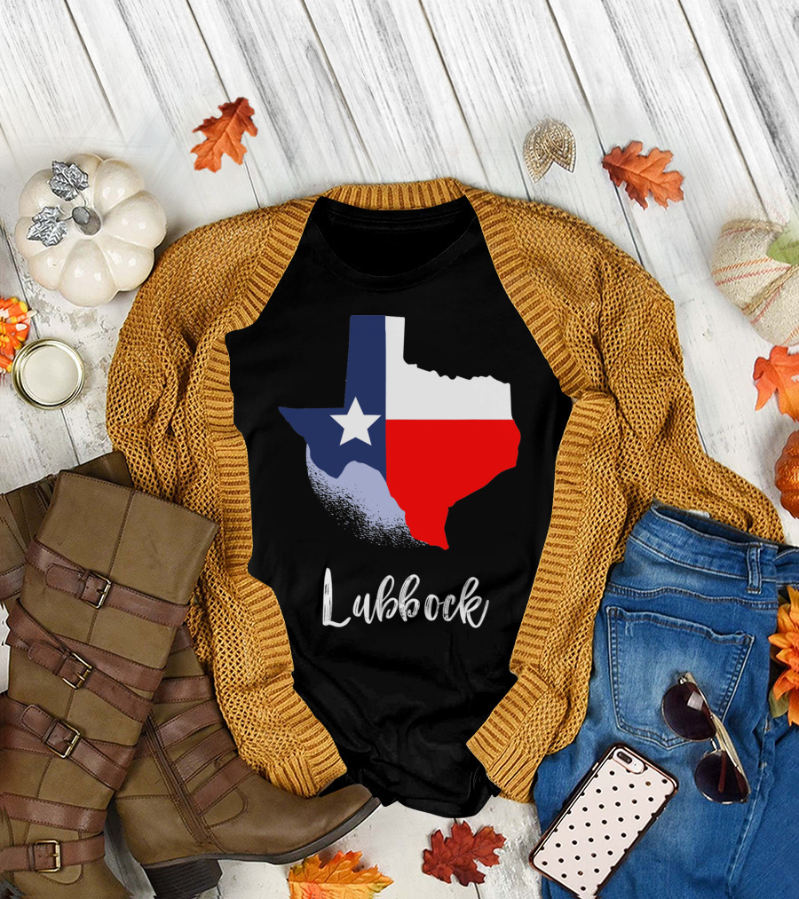 Lubbock Texas Lone Star State Texan Texas Flag Map T-Shirt