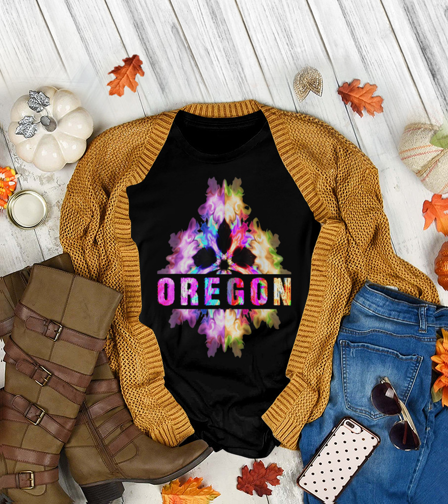 Oregon Souvenir Best Home State Colorful Abstract T-Shirt