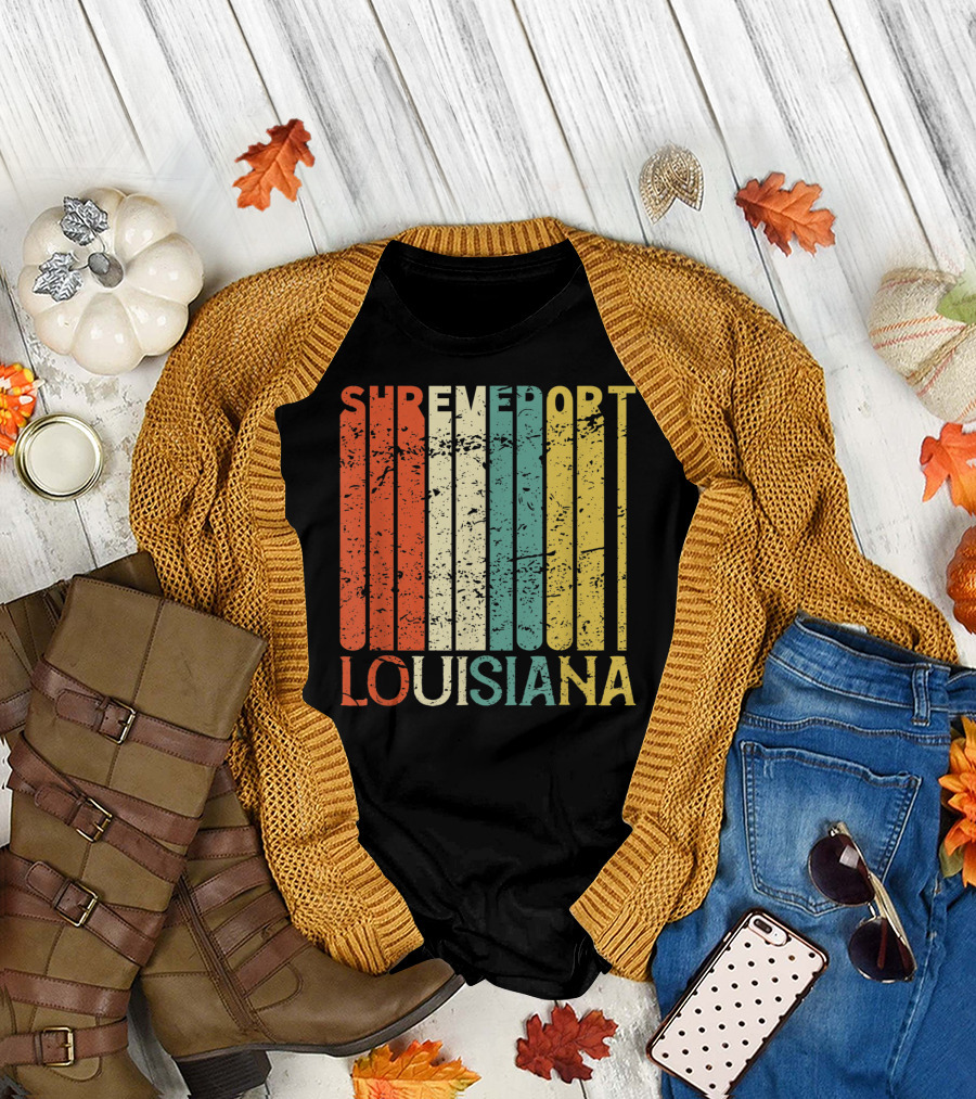 Shreveport Louisiana Retro Vintage Stripes T-Shirt