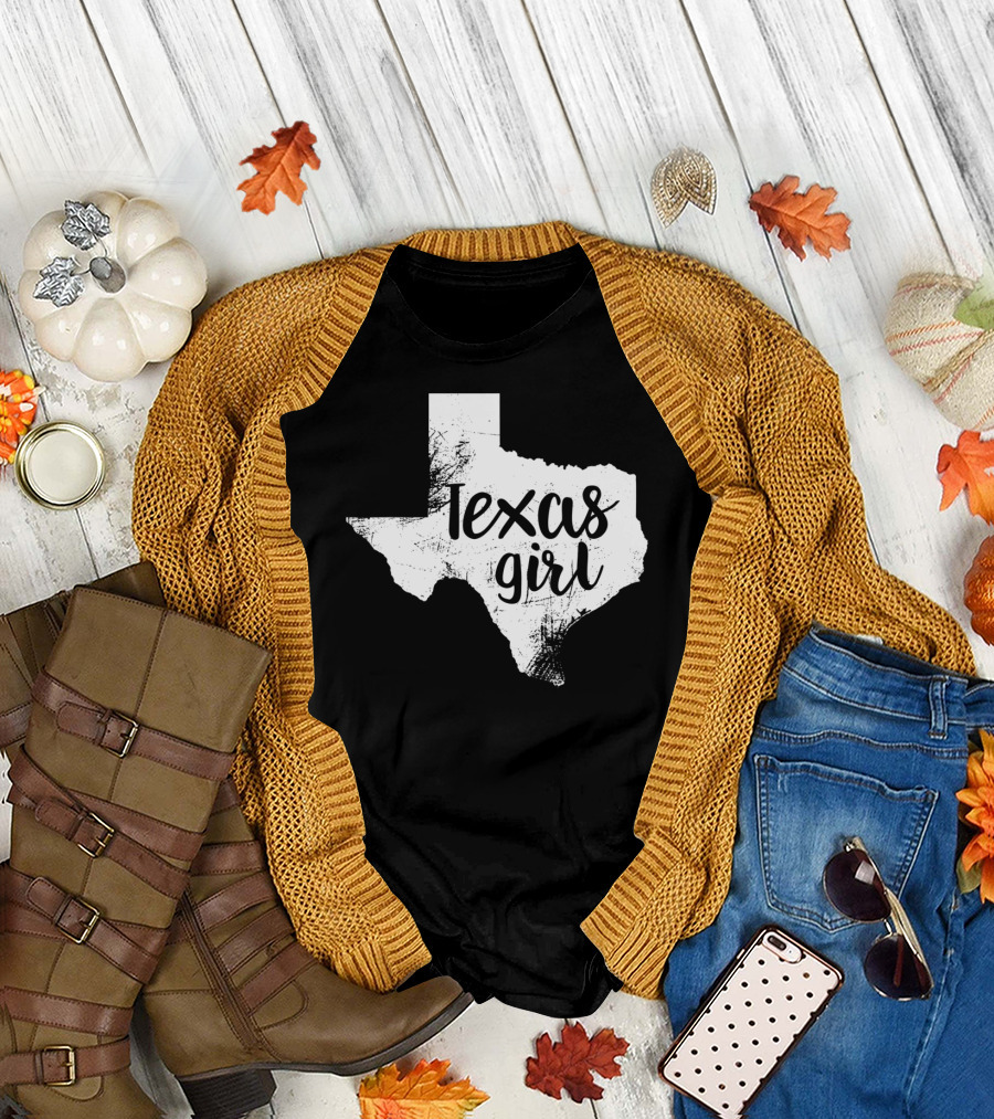 Texas Girl Distressed Lone Star State Home T-Shirt