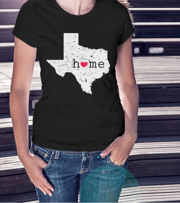 Home Texas Distressed State Map With Heart T-Shirt