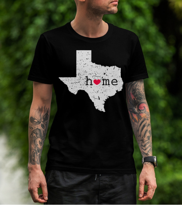 Home Texas Distressed State Map With Heart T-Shirt