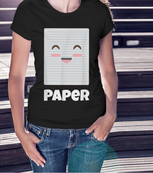 Rock Paper Scissors Funny Halloween Paper Face Costume T-Shirt