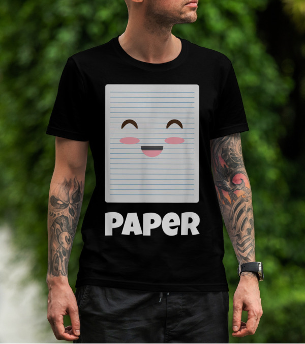 Rock Paper Scissors Funny Halloween Paper Face Costume T-Shirt