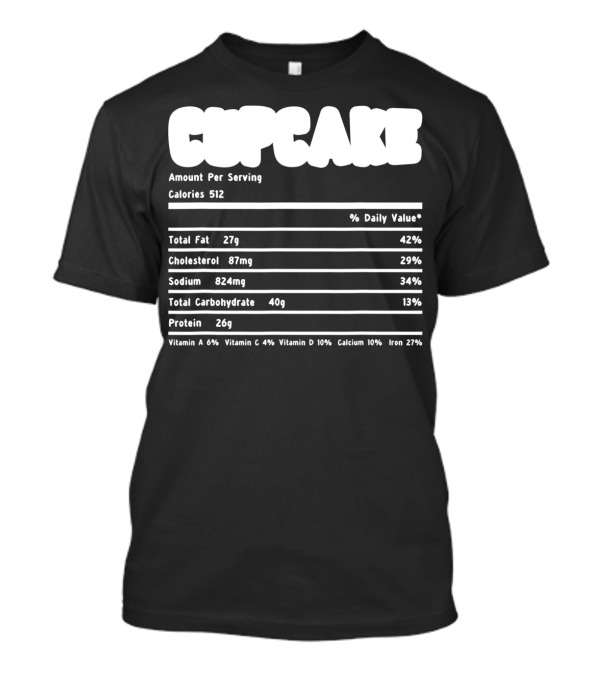 Thanksgiving Cupcake Nutritional Facts Chart Calories Total Fat Cholesterol Sodium Carbohydrate Protein T-Shirt