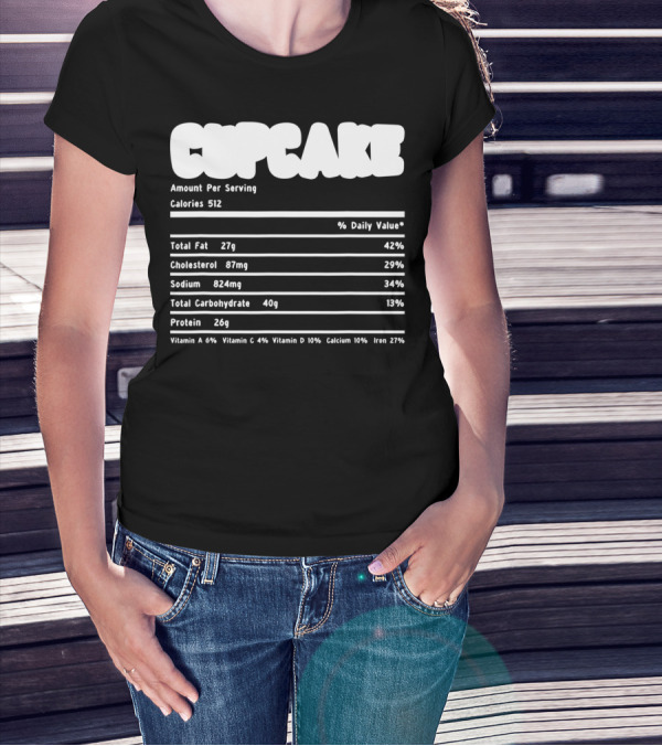 Thanksgiving Cupcake Nutritional Facts Chart Calories Total Fat Cholesterol Sodium Carbohydrate Protein T-Shirt