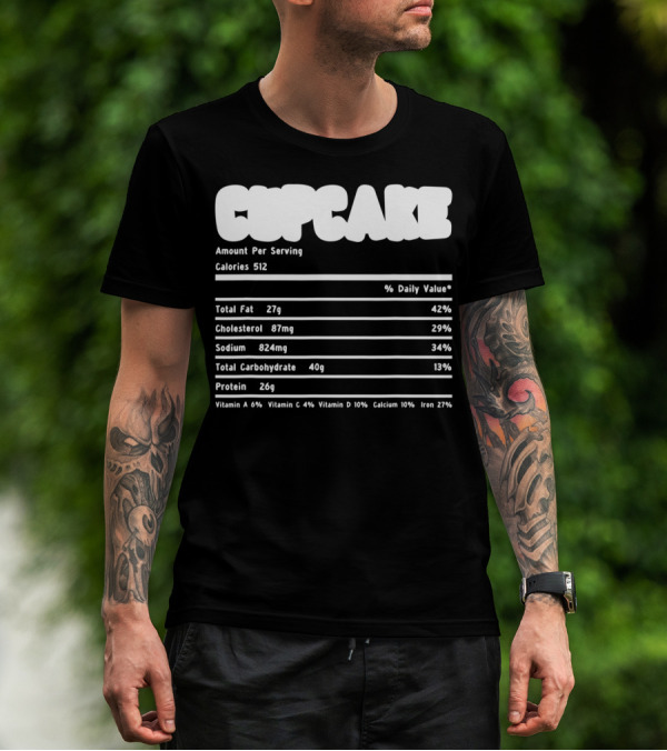 Thanksgiving Cupcake Nutritional Facts Chart Calories Total Fat Cholesterol Sodium Carbohydrate Protein T-Shirt