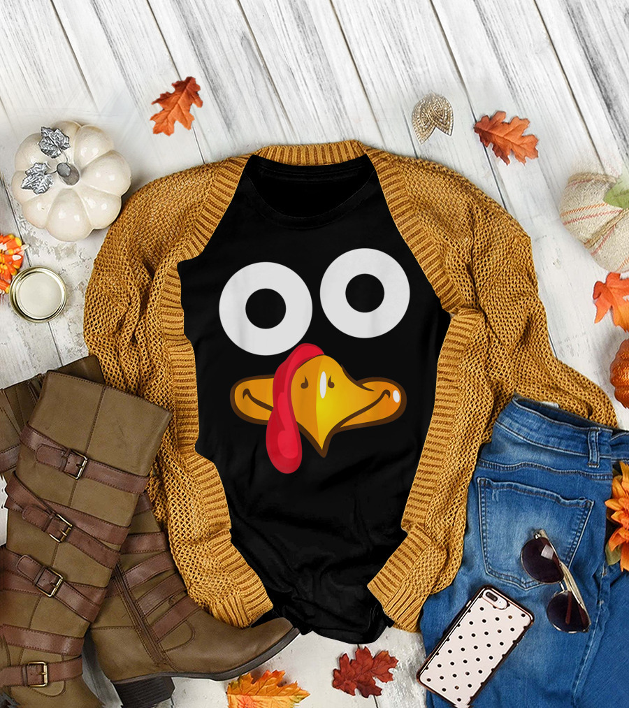 Turkey Face Cute Thanksgiving Running T-Shirt