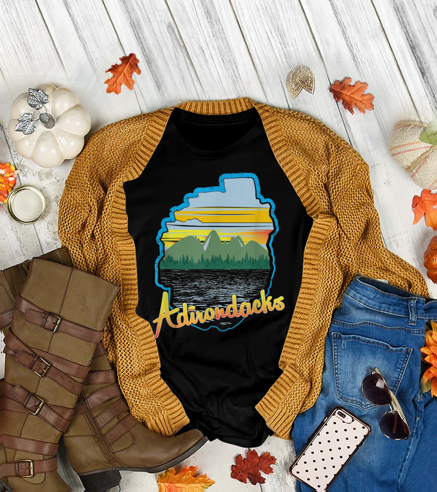 Adirondacks High Peaks Trail Map Hiking Scenery T-Shirt
