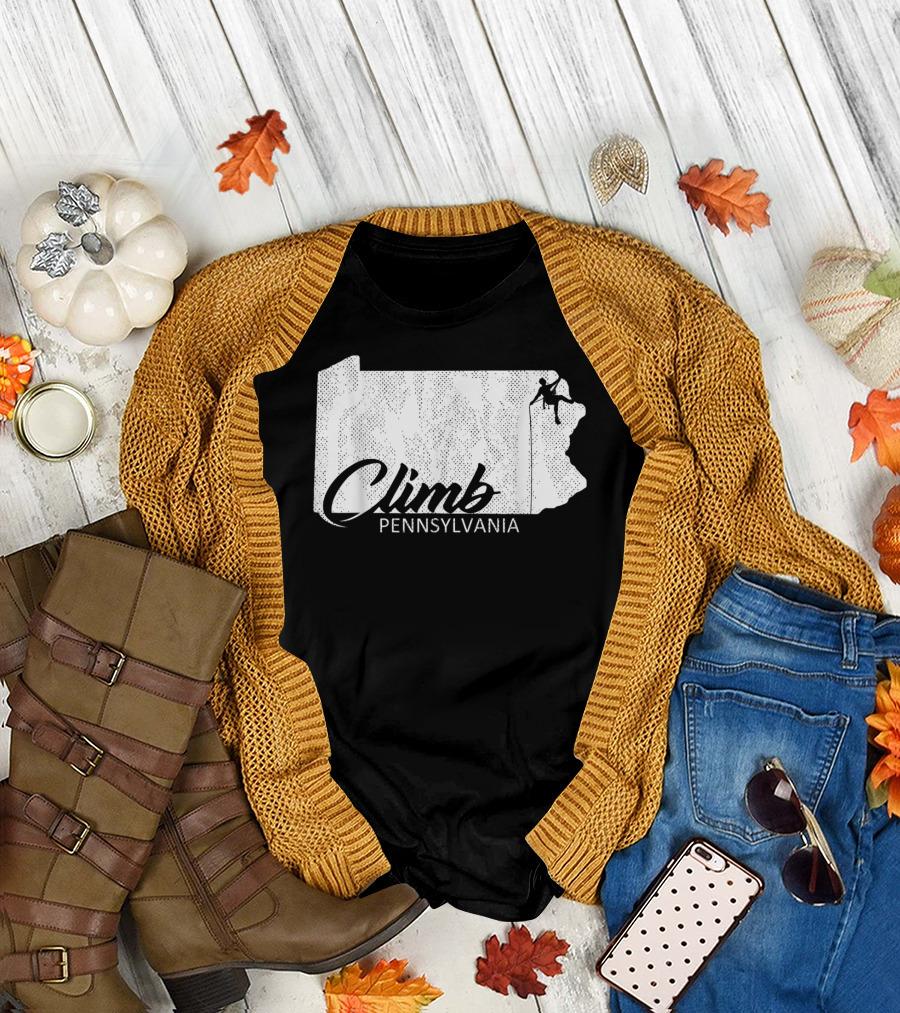 Climb Pennsylvania Rock Climbing Adventure T-Shirt