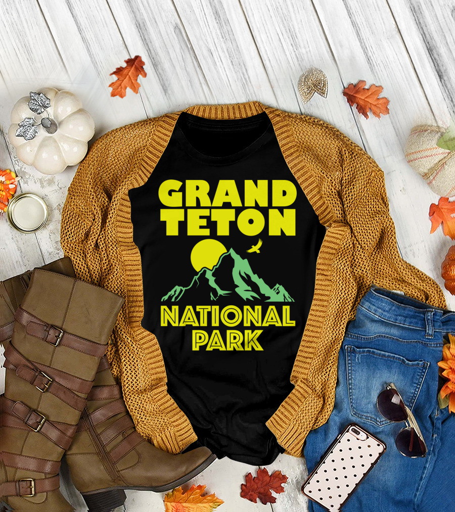 Grand Teton National Park Mountain Sun Bird T-Shirt
