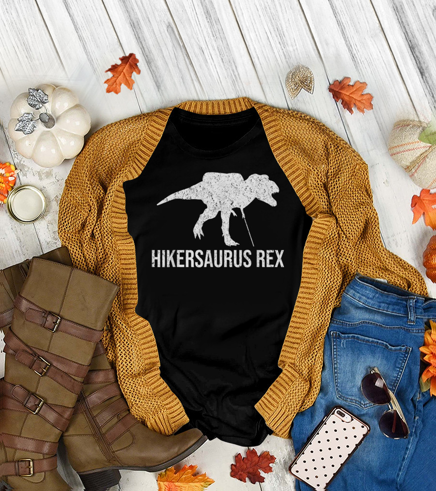 Hikersaurus Rex Dinosaur Hiking Fun T-Shirt