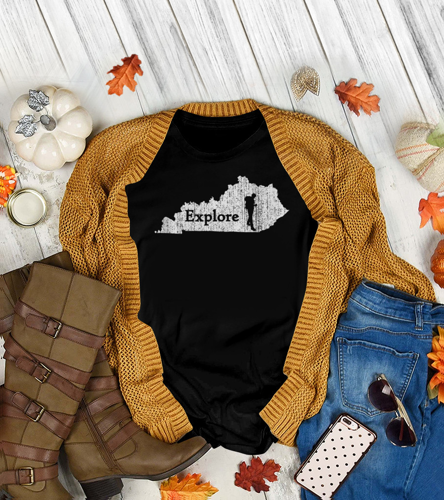 Explore Kentucky State Map Hiking Adventure T-Shirt