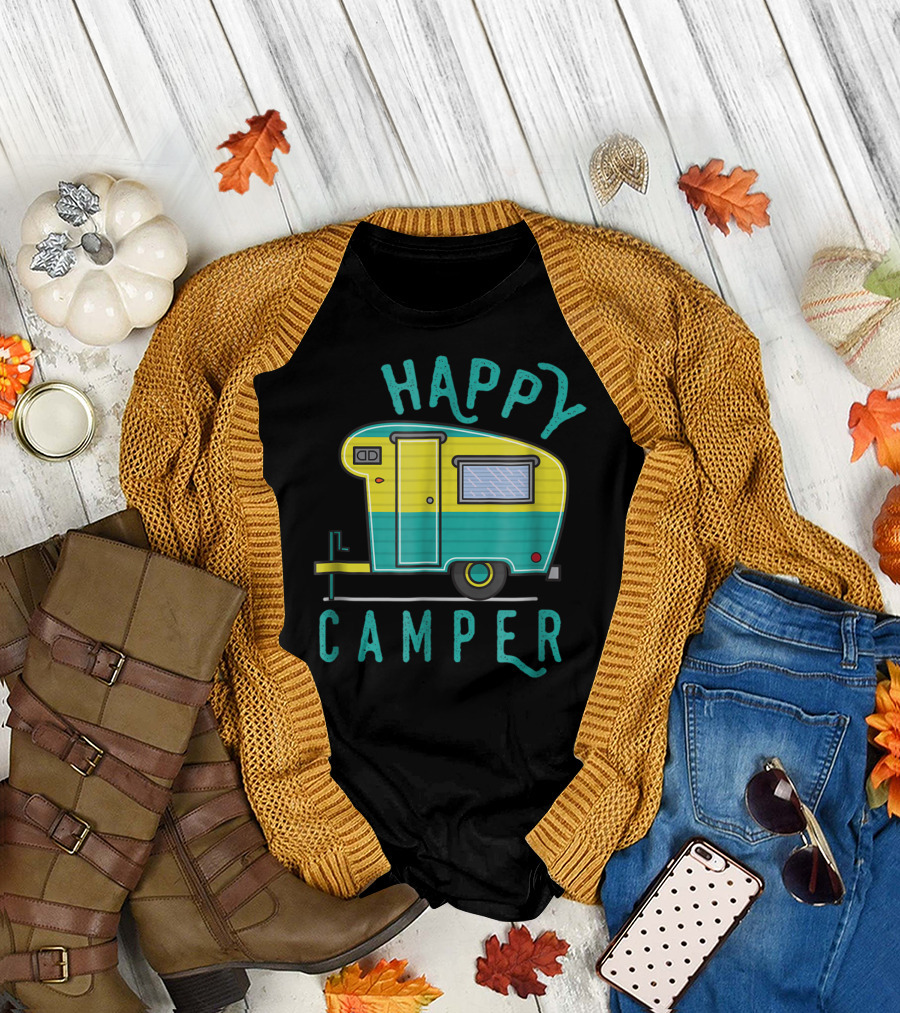 Happy Camper Vintage Trailer Adventure T-Shirt