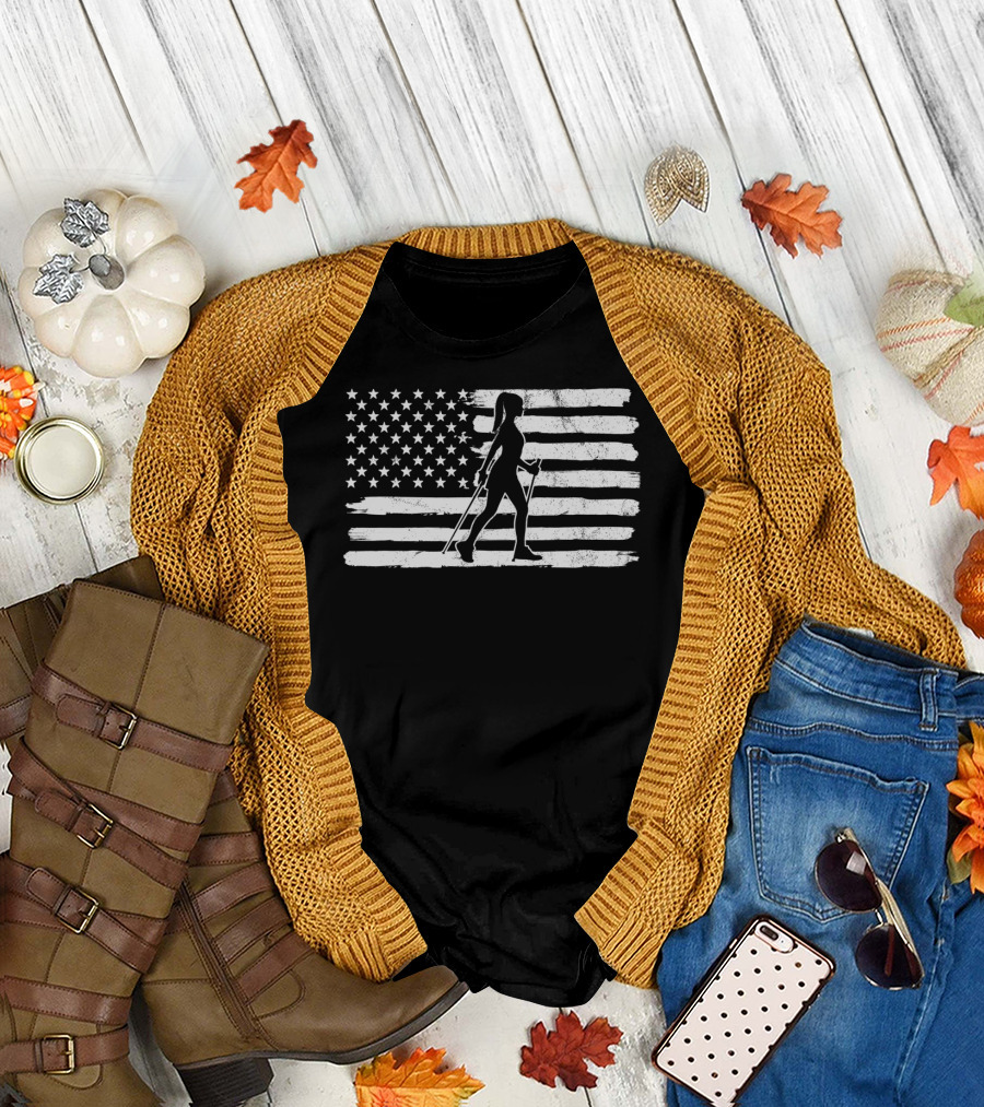 Fourth of July Hiking USA Flag T-Shirt