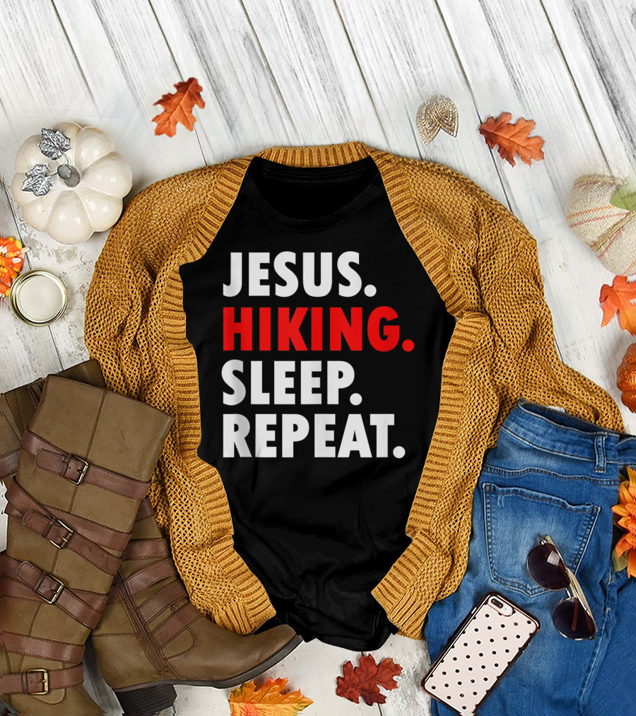 Jesus Hiking Sleep Repeat T-Shirt