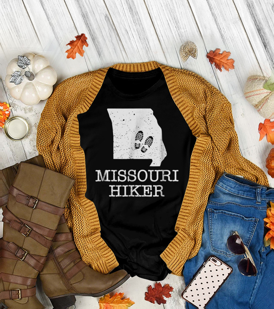 Missouri Hiker State Footprint Trail Adventure T-Shirt