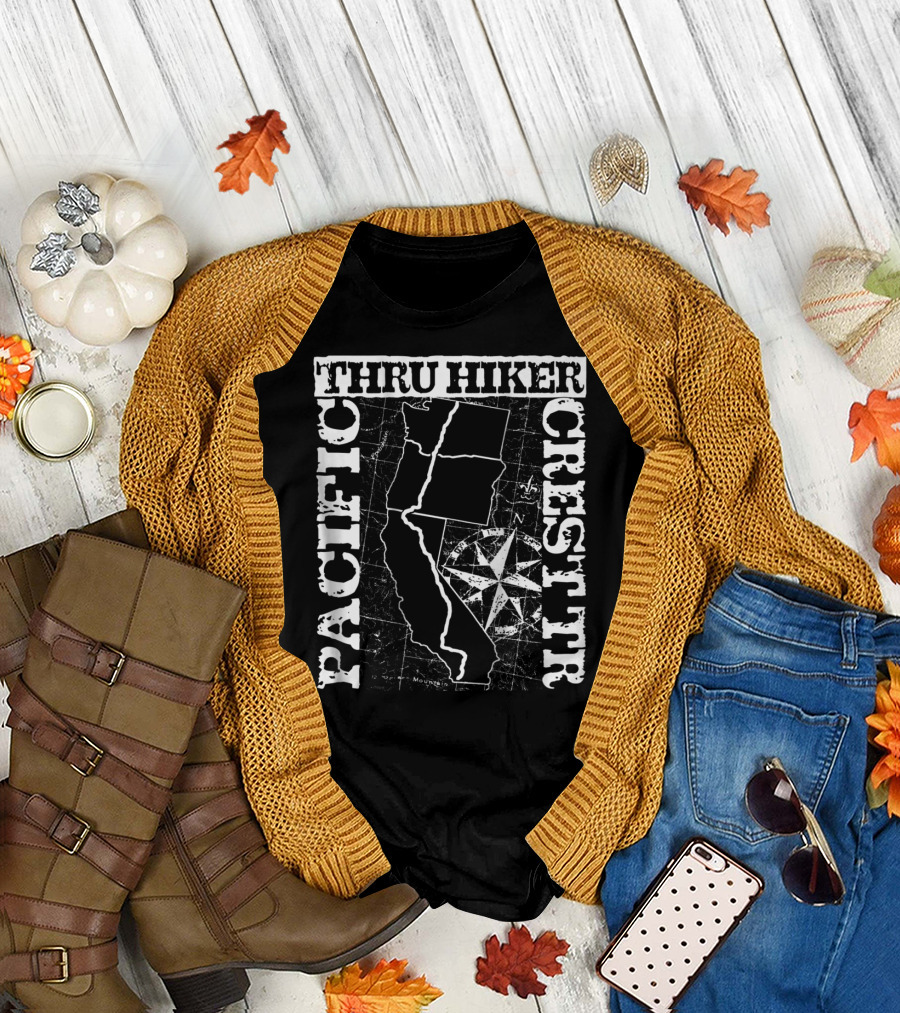 Pacific Crest Trail Thru Hiker Map Compass T-Shirt