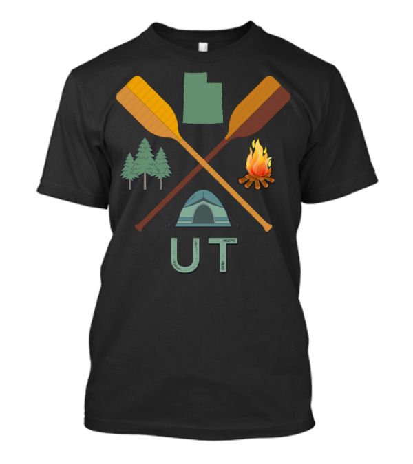 Utah Camping Canoeing Hiking Nature Adventure With Tent And Campfire T-Shirt