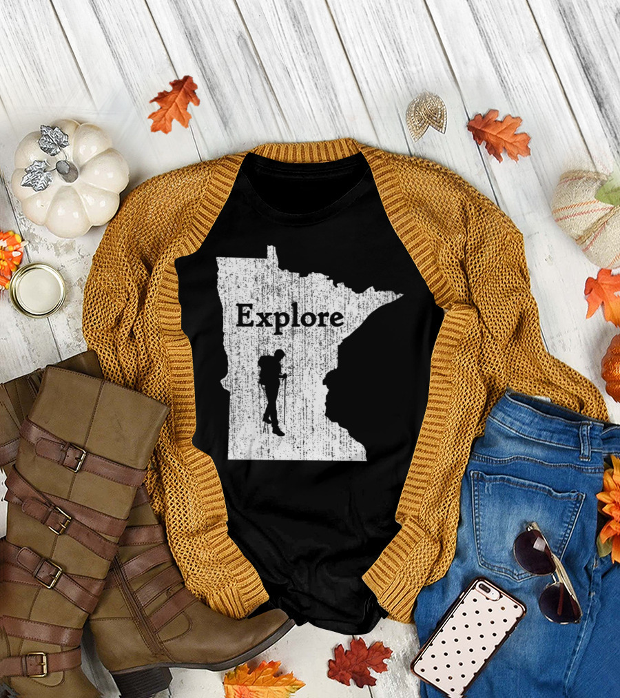 Explore Minnesota State Map Hiking Adventure T-Shirt