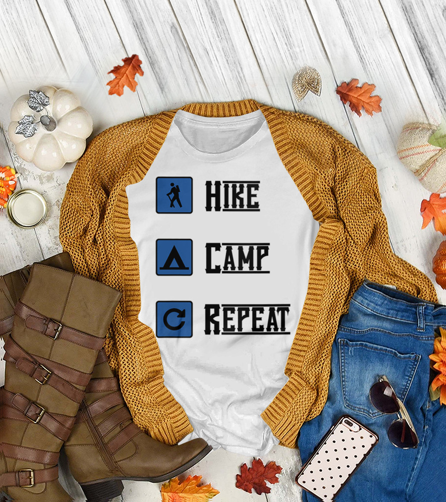 Hike Camp Repeat Trail Mountain Hiking Journey Adventure T-Shirt