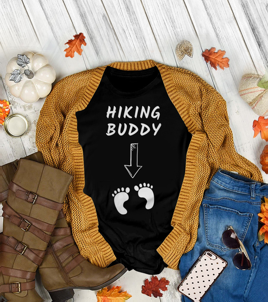 Hiking Buddy Funny Pregnancy Baby Feet Arrow T-Shirt
