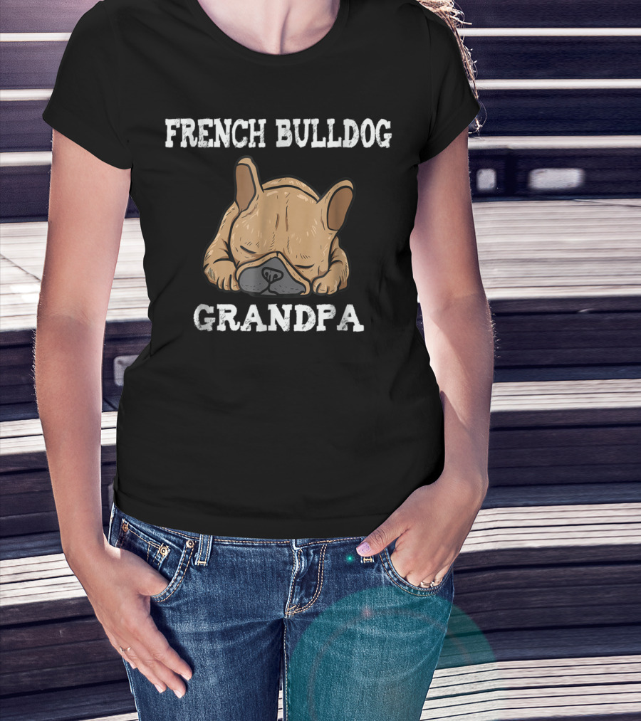 French Bulldog Grandpa Frenchie Distressed Sleeping Dog T-Shirt