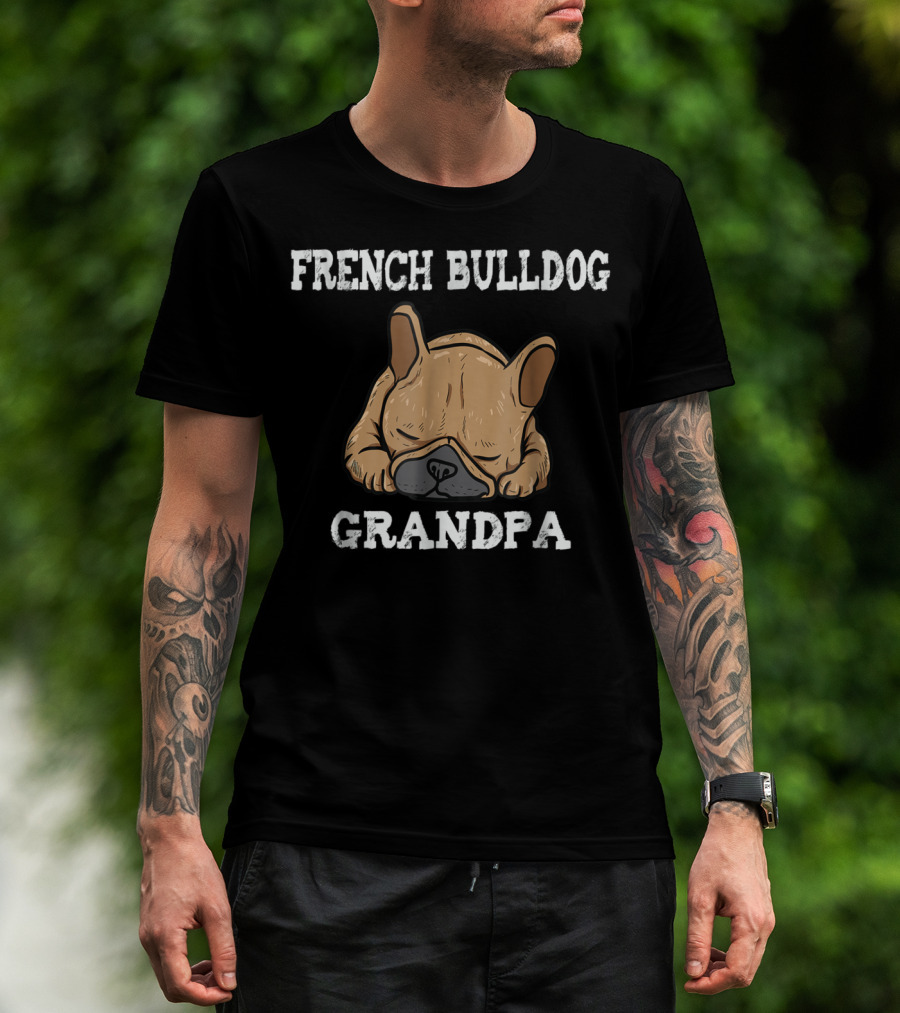 French Bulldog Grandpa Frenchie Distressed Sleeping Dog T-Shirt