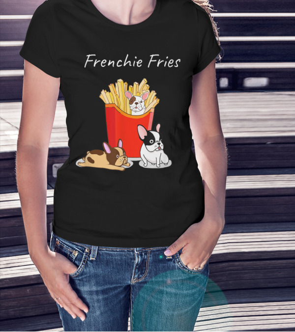 French Bulldog Frenchie Fries Cute Dog Trio T-Shirt