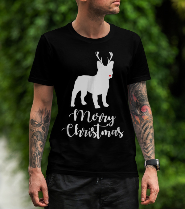Merry Christmas French Bulldog Reindeer T-Shirt