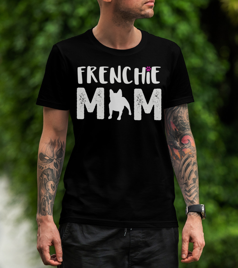 FRENCHIE MOM French Bulldog Silhouette With Paw Prints T-Shirt
