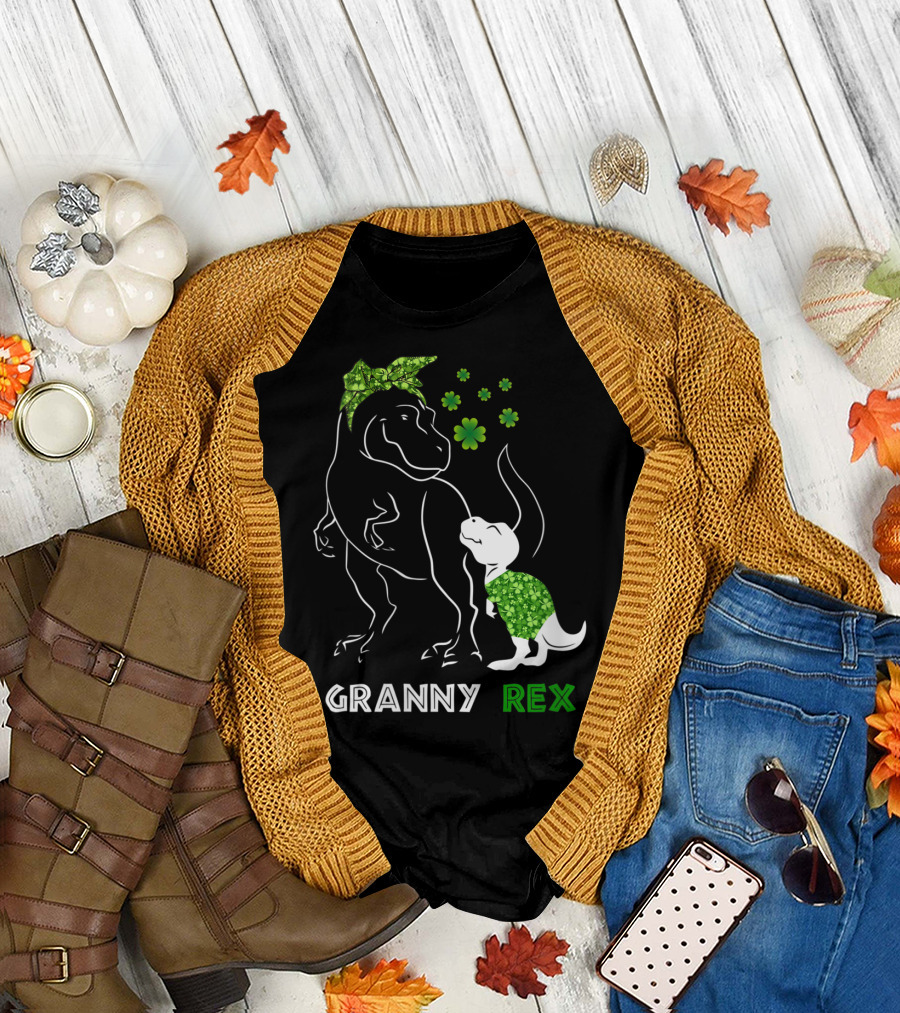 Grannysaurus Rex Shamrock Granny Rex T-Shirt