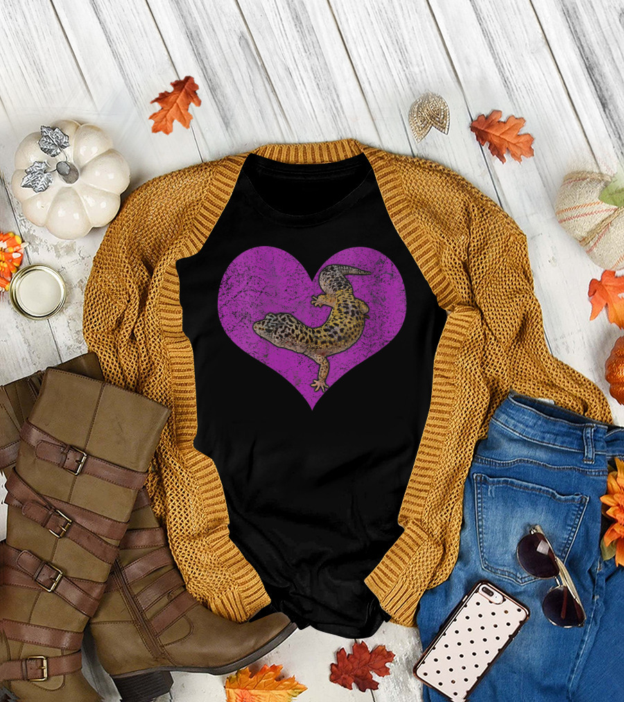 Leopard Gecko Love Heart Reptile Herping T-Shirt