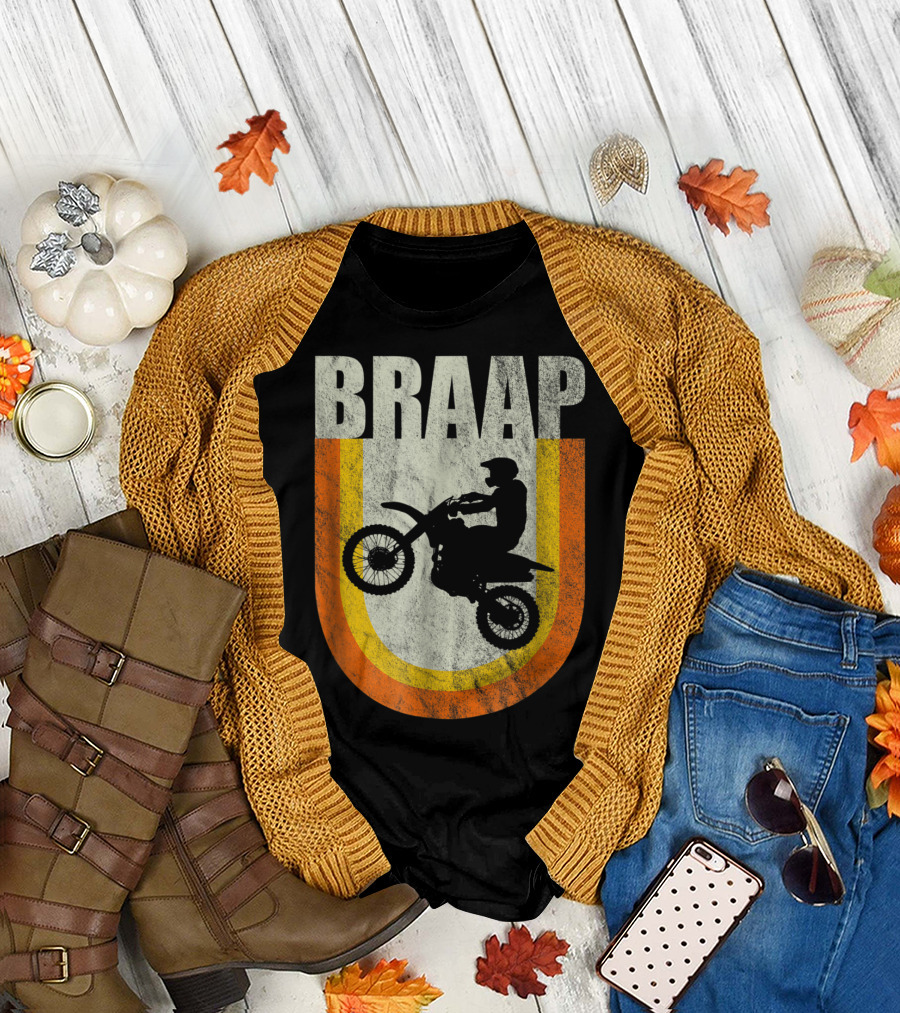 Vintage 70S Motocross Braap Dirt Bike Rider Retro Classic T-Shirt