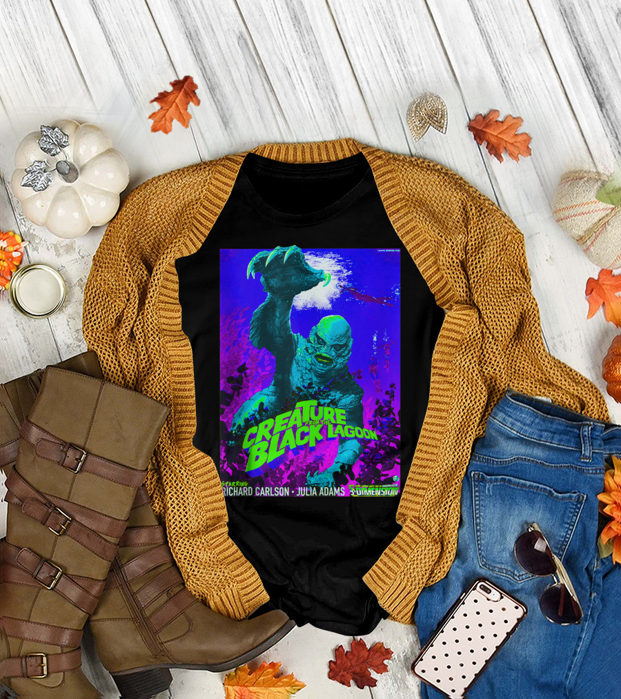 Creature from the Black Lagoon Vintage Richard Carlson Julia Adams 3 Dimension Classic Horror T-Shirt