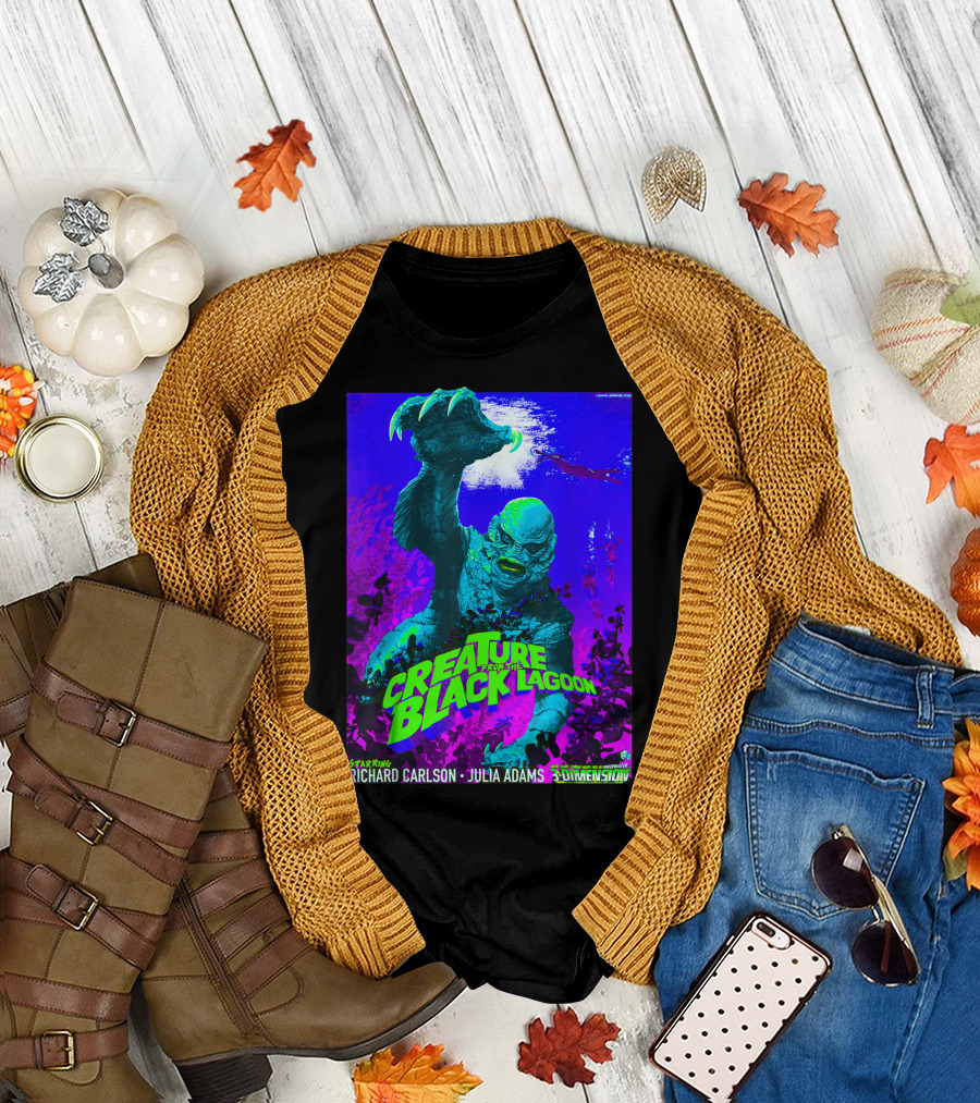 Creature from the Black Lagoon Classic Horror Starring Richard Carlson Julia Adams 3-Dimension T-Shirt