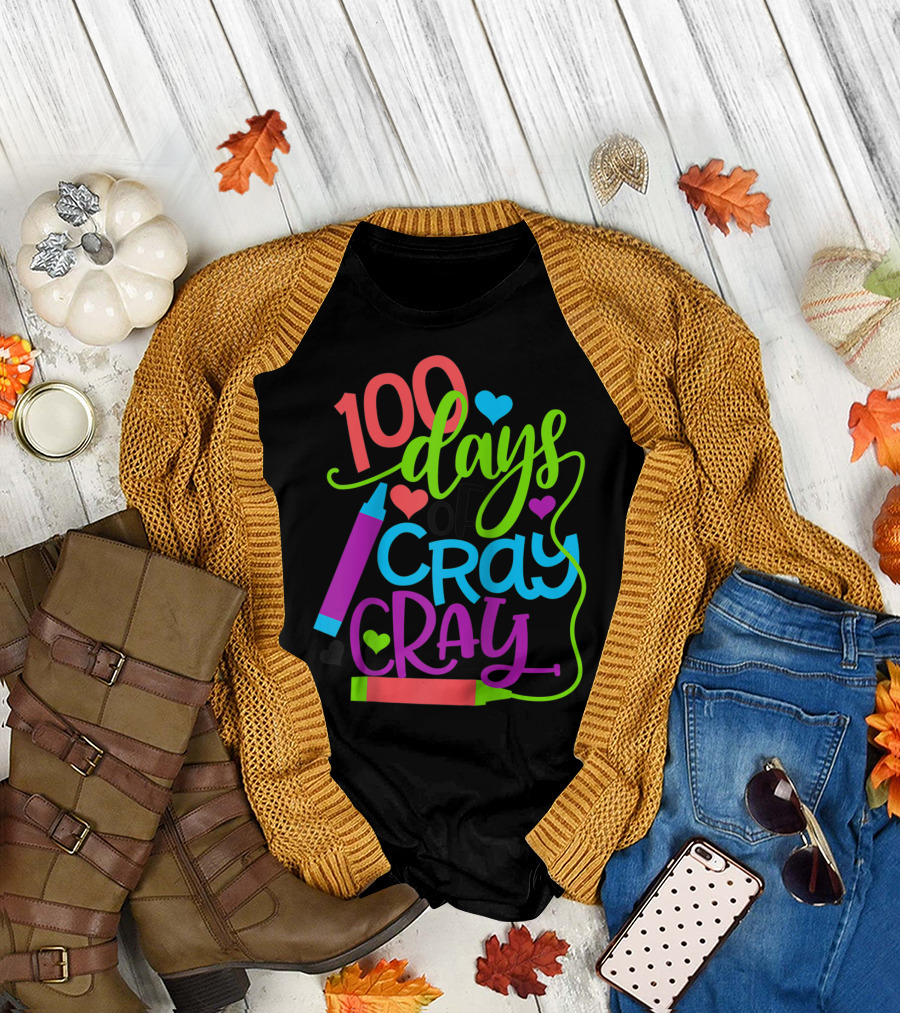 100 Days of Cray Cray Colorful Celebration for 100th Day of School T-Shirt
