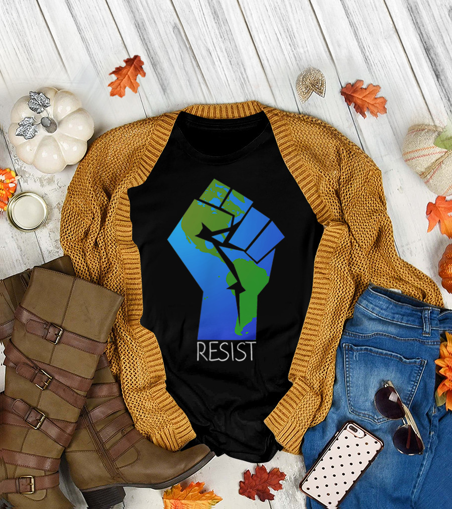 RESIST Climate Change Earth Protest Fist T-Shirt