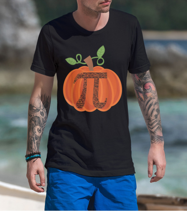 Funny Pumpkin Pi Math Teacher Halloween Lazy Pi Day T-Shirt