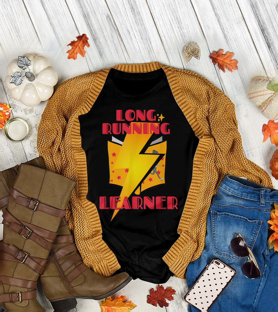 Long Running Learner Bold Lightning Book Star Runner T-Shirt