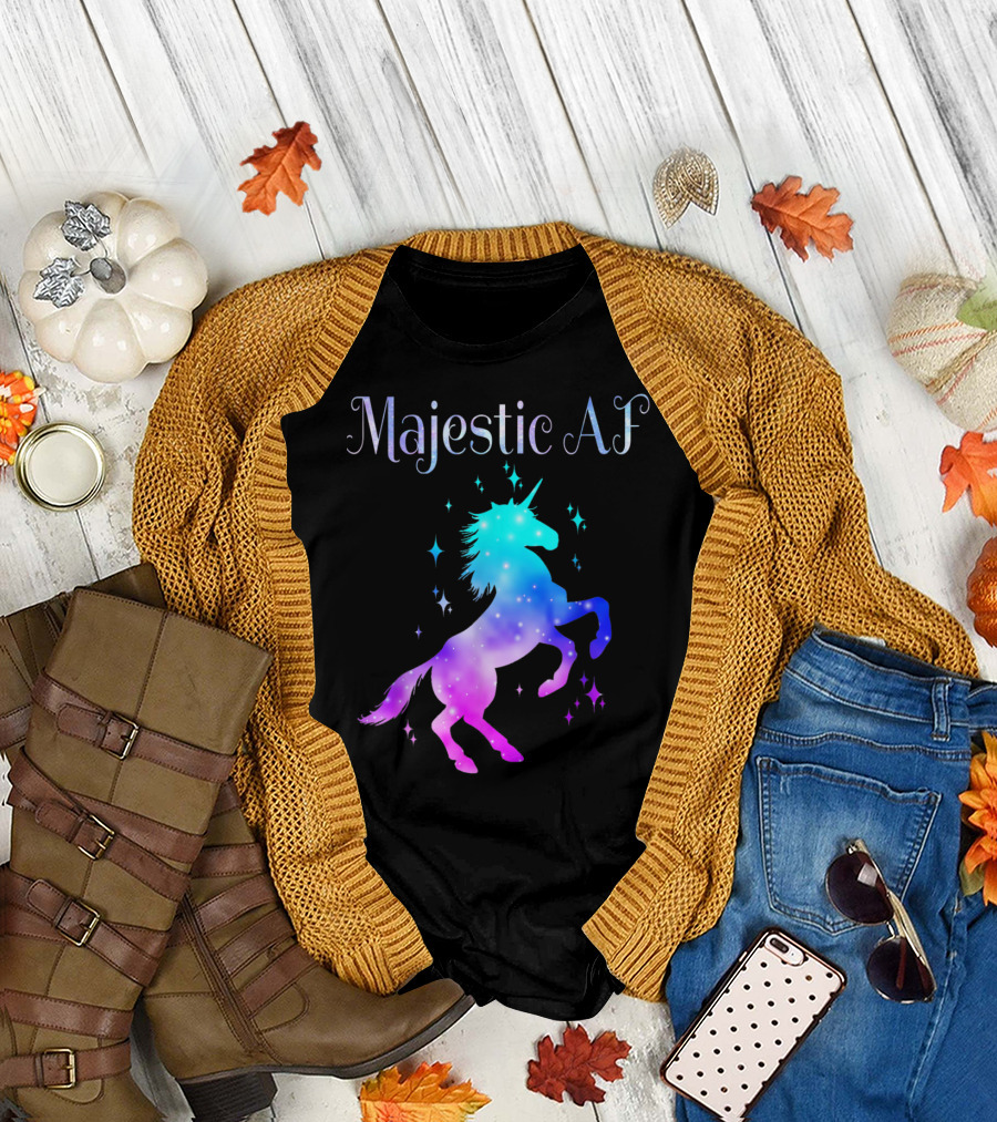 Majestic AF Galaxy Unicorn Sarcasm Slang T-Shirt