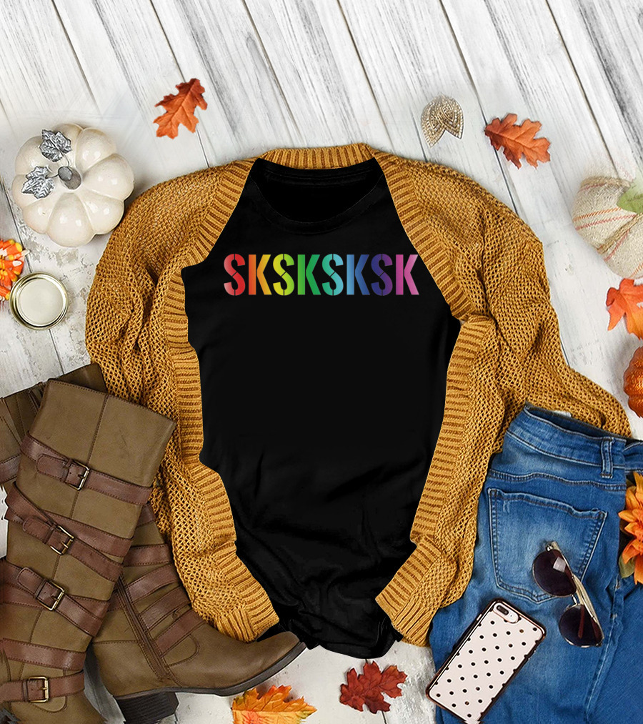 SKSKSKSK Funny Aesthetic Rainbow Meme T-Shirt