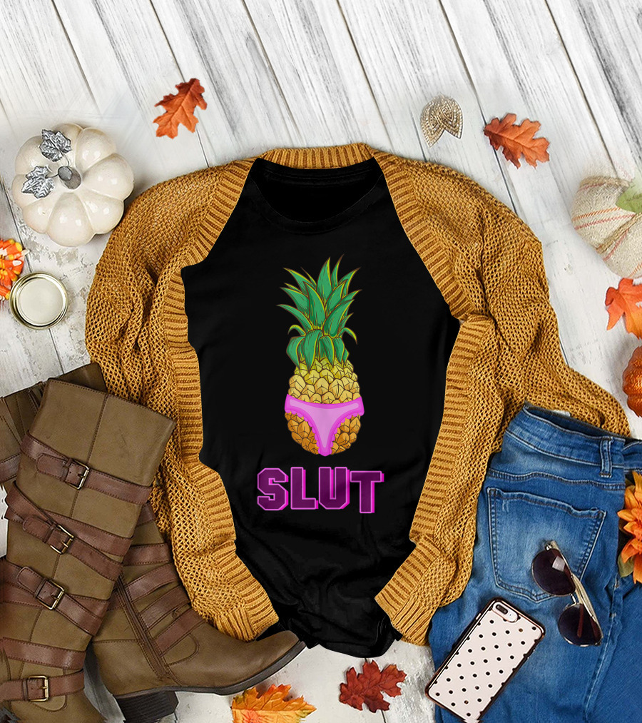 Sarcastic Pineapple with Pink Underwear Brooklyn Slut T-Shirt