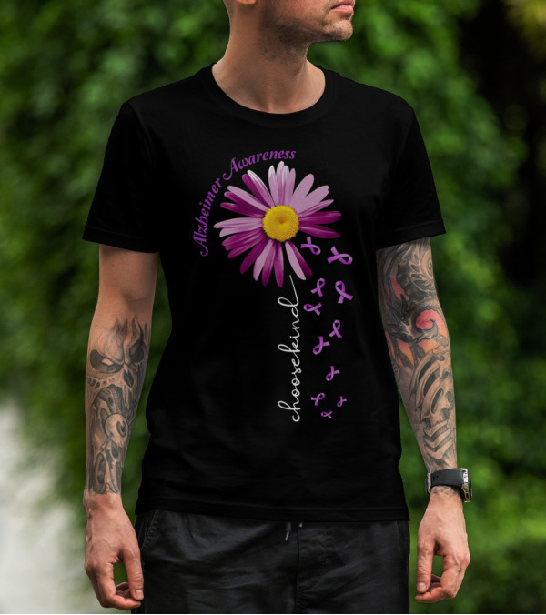 Alzheimer Awareness Choose Kind Purple Flower T-Shirt