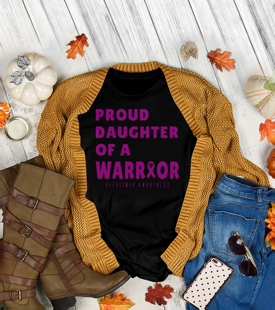 Proud Daughter Of A Warrior Purple Ribbon Alzheimer Awareness T-Shirt