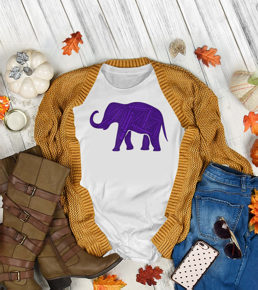 End Alzheimers Purple Elephant Awareness T-Shirt