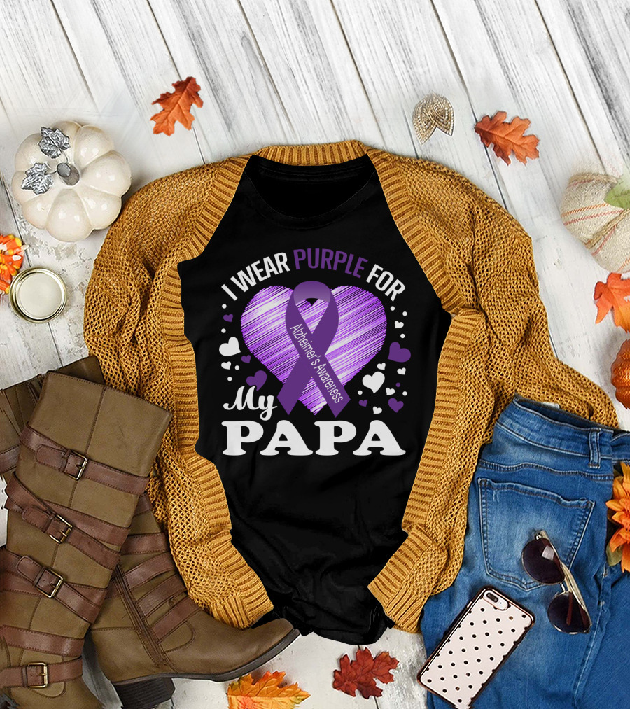 I Wear Purple for My Papa Alzheimer's Awareness T-Shirt