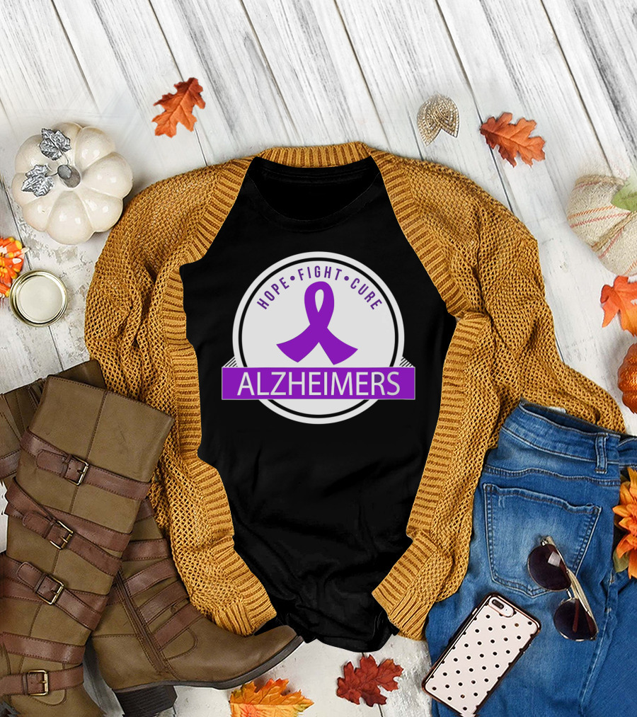 HOPE FIGHT CURE Alzheimers Awareness T-Shirt